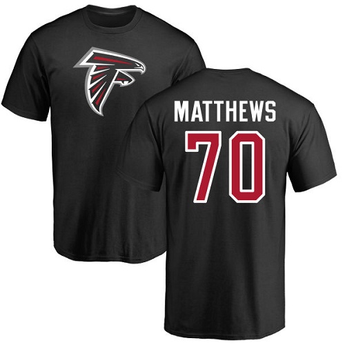 Atlanta Falcons Men Black Jake Matthews Name And Number Logo NFL Football #70 T Shirt->atlanta falcons->NFL Jersey